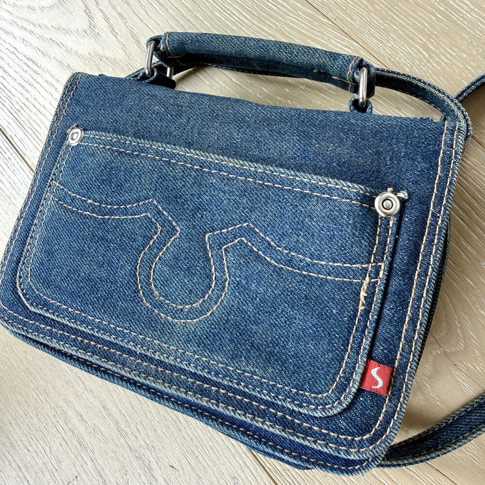 Y2K Vintage Denim Crossbody Bag Jean Pocket Purse Grunge Festival Style